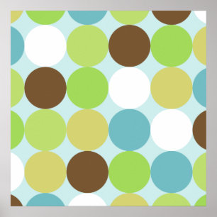 Brown blue polka dots poster