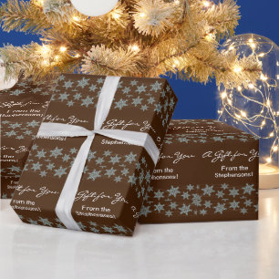 Brown/Blue Snowflake Holiday Winter Winds Wrapping Paper