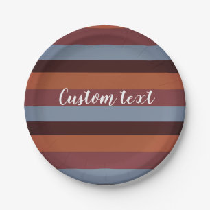 Brown & Blue Stripes Paper Plate