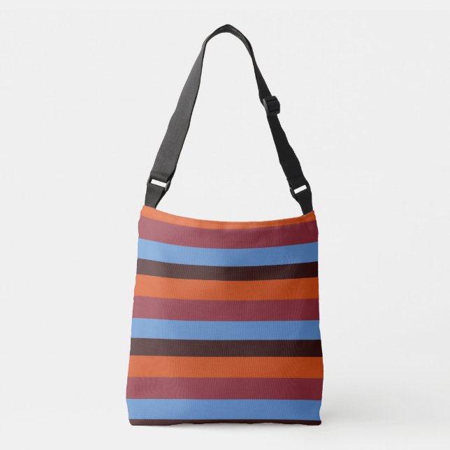 Brown & Blue Stripes  tote (Front)