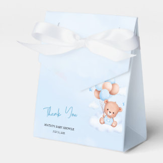 Brown Blue Teddy Bear Balloons Baby Favour Box