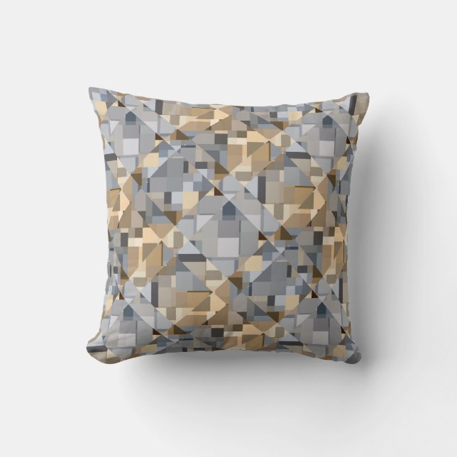 Brown/Blue Trendy Pattern Cushion (Front)