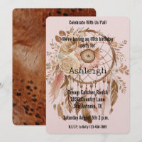Brown Blush Pink Floral Dream Catcher Birthday