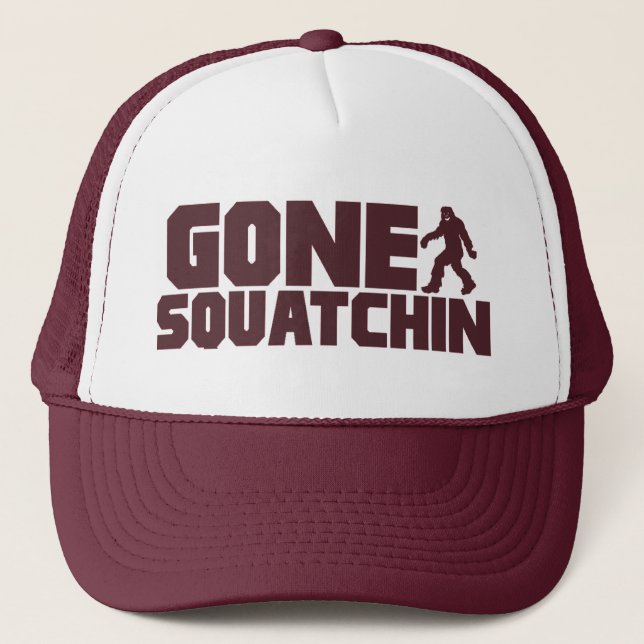 Brown Bobo GONE SQUATCHIN Hat Finding Bigfoot (Front)