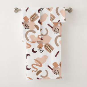 Brown Boho Abstract Print Bath Towel Set