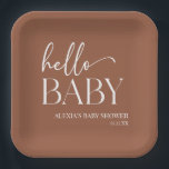 Brown Boho Bohemian Hello Baby Baby Shower Paper Plate<br><div class="desc">These are Brown Boho Bohemian Hello Baby Baby Shower Paper Plates!</div>