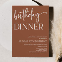 Brown Boho Bohemian Minimal Birthday Dinner Party