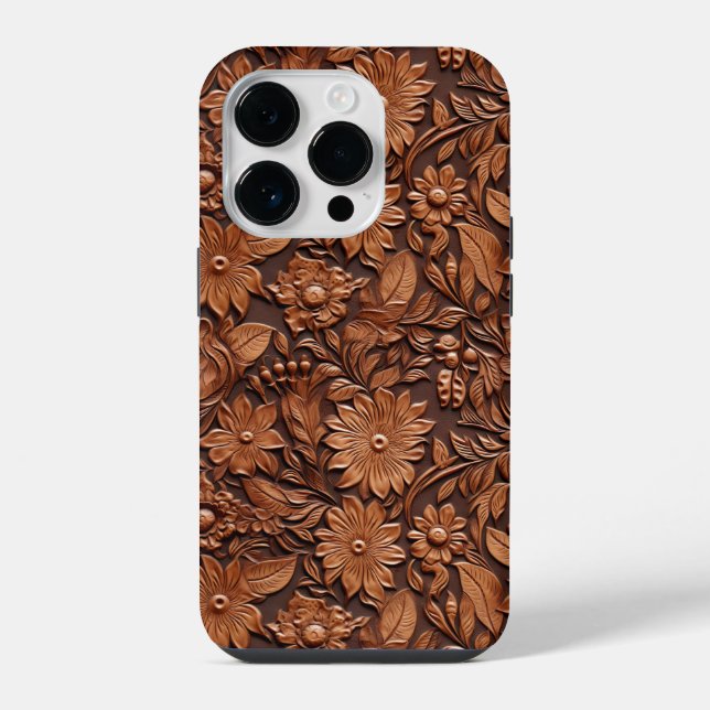 Brown Boho Floral iPhone Case (Back)