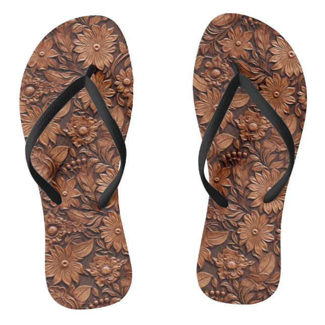 Brown Boho Floral Jandals (Footbed)