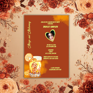 brown boho margs and matrimony Bachelorette photo Invitation