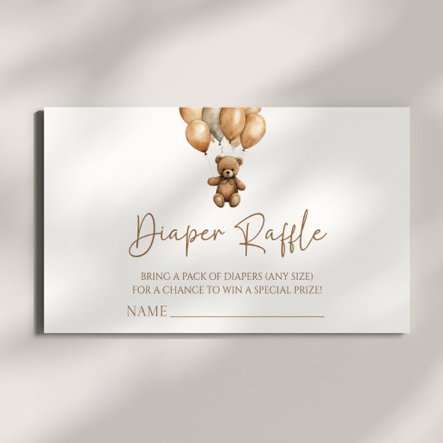 Brown Boho Teddy Bear Baby Shower Diaper Raffle Enclosure Card (Creator Uploaded)