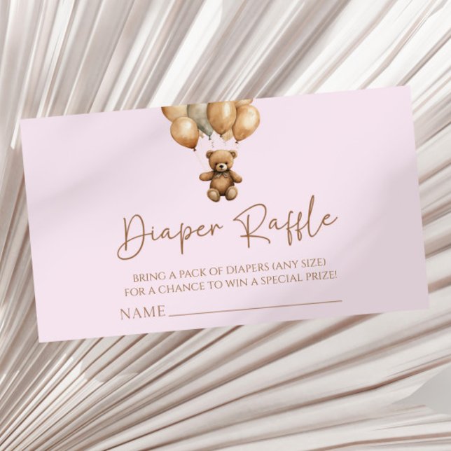 Brown Boho Teddy Bear Baby Shower Diaper Raffle Enclosure Card (Creator Uploaded)