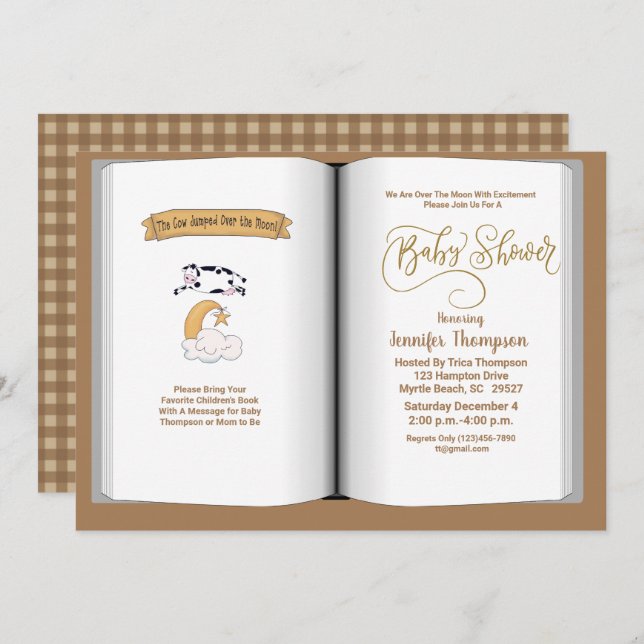 Brown Book Theme Baby Shower Invitation (Neutral ) (Front/Back)