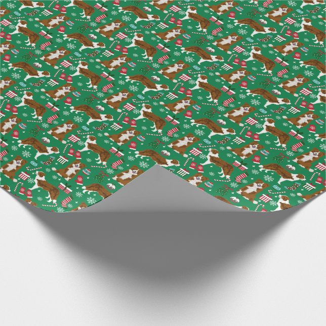 Brown Border Collie Dog Christmas Wrapping Paper (Corner)