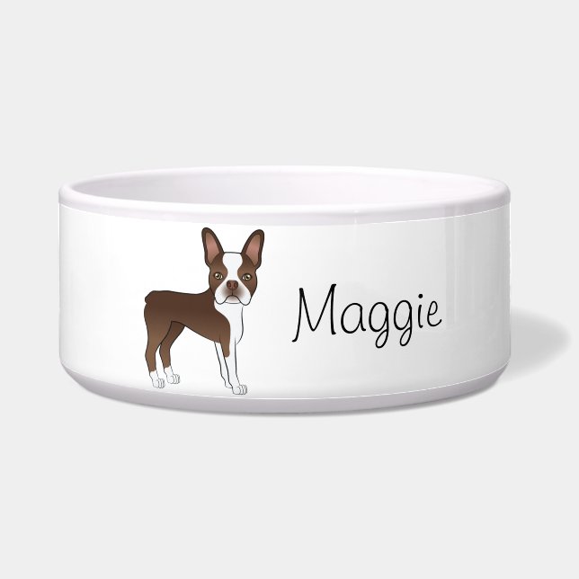 Brown Boston Terrier Cute Cartoon Dog With A Name (Front)