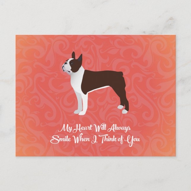 Brown Boston Terrier My Heart Will Always Smile Postcard (Front)