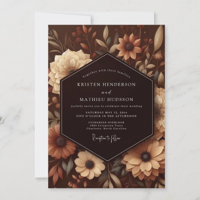Brown Botanical Opulent Wedding Invitation (Front)