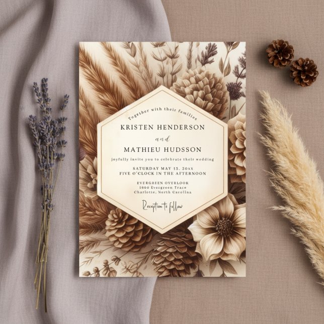 Brown Botanical Woodland Wedding Invitation (Creator Uploaded)
