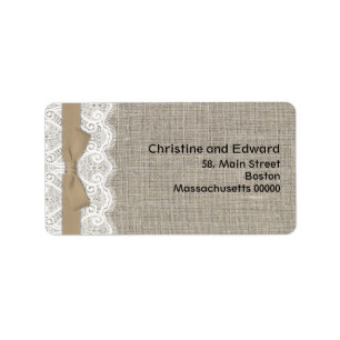 Brown Bow and Lace Address Labels