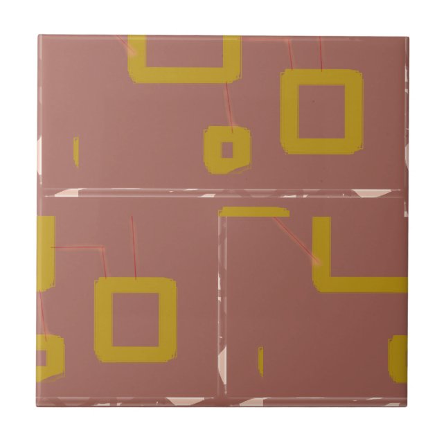 Brown Box Geometric Ceramic Tile (Front)