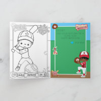 Brown Boys Baseball Colouring Page Happy Birthday