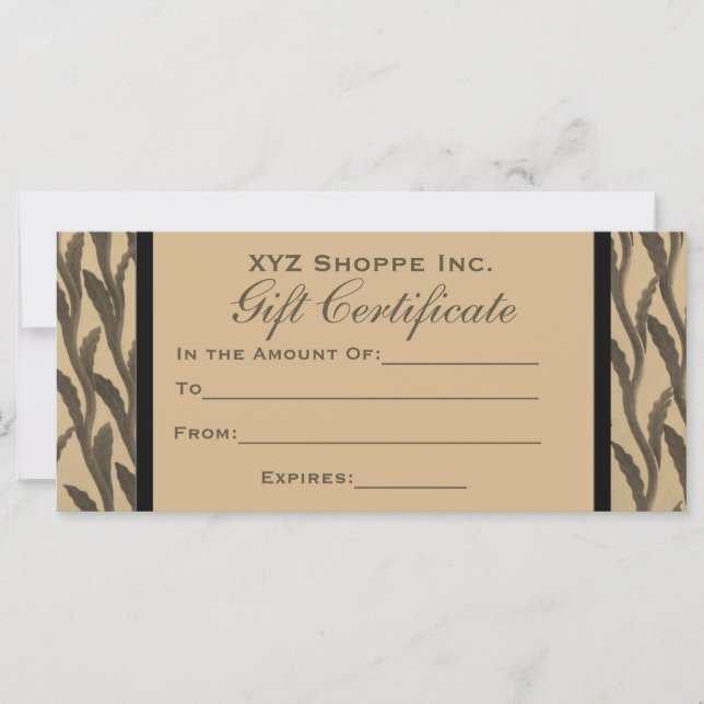 brown branches Gift Certificate (Front)