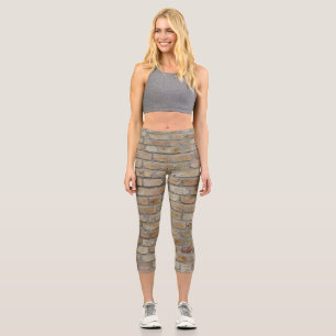 Brown Brick Wall A Novelty Design  Capri Leggings
