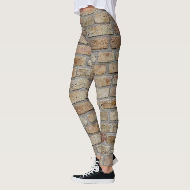 Brown Brick Wall A Novelty Design  Leggings (Left)