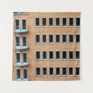 Brown brick wall building tapestry