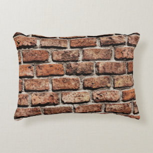 Brown brick wall on daylight decorative cushion