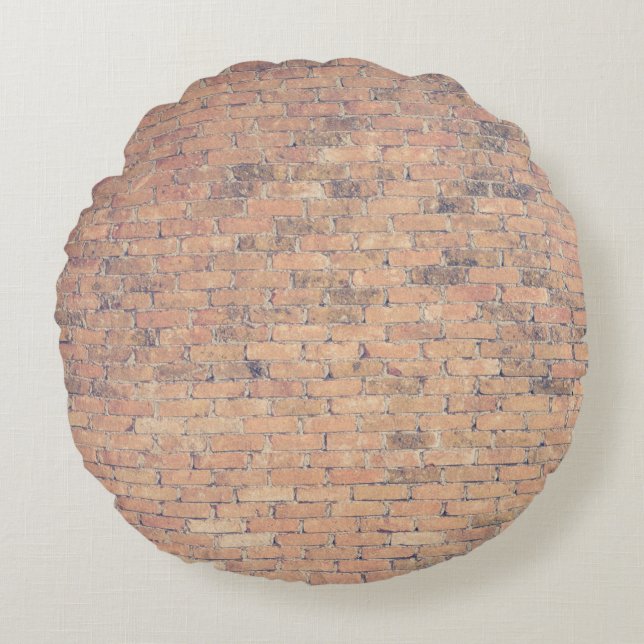 Brown brick wall photography round cushion (Front)