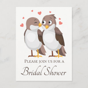Brown Bridal Shower Lovebirds Wedding Love Invitation Postcard