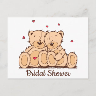 Brown Bridal Shower Teddy Bear Love Wedding Invitation Postcard