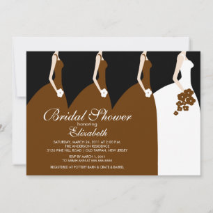 Brown Bride Bridesmaids Bridal Shower Invitation