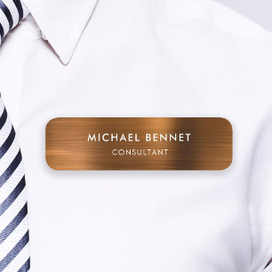Brown Bronze Metallic Professional Business Name Tag