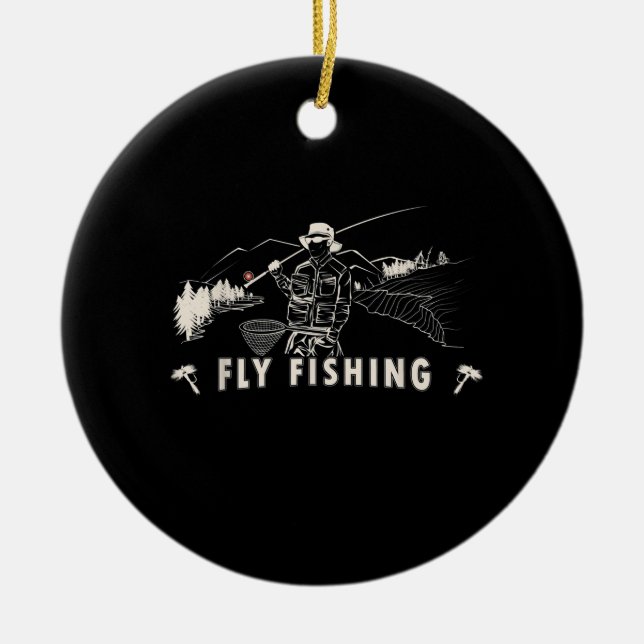 Brown Brook Trout Fly Fishing Gift Fisherman Ceramic Tree Decoration (Front)