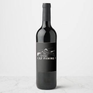 Brown Brook Trout Fly Fishing Gift Fisherman Line Wine Label