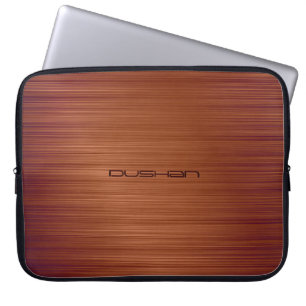 Brown Brushed Metal Pattern-Customisable Monogram Laptop Sleeve