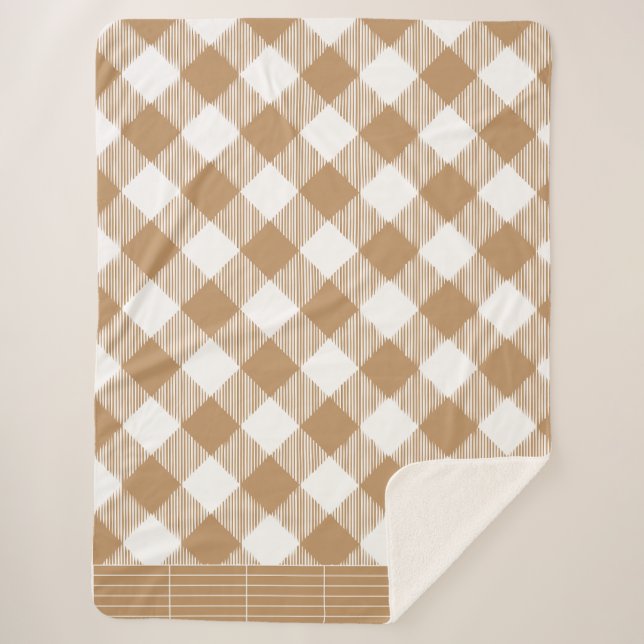 Brown Buffalo plaid  Sherpa Blanket (Front)