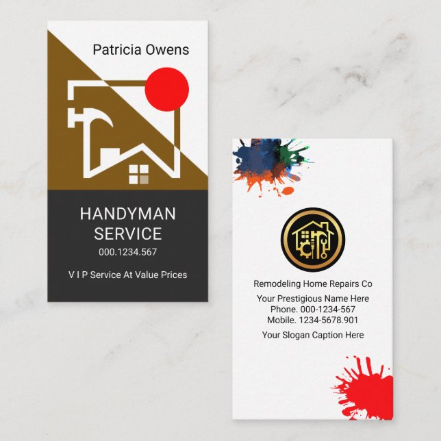 Brown Building Roof Frame Construction Business Card (Front/Back)