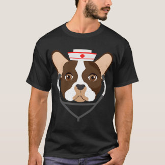 Brown Bulldog with Nurse Hat, Cute for Nurses, Dog T-Shirt