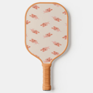 Brown bunnies on pink pickleball paddle