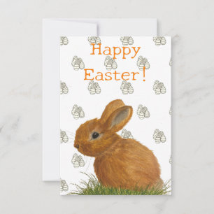 Brown Bunny Easter Flat Card