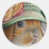 Brown Bunny Rabbit in Spring Bonnet Watercolor Art