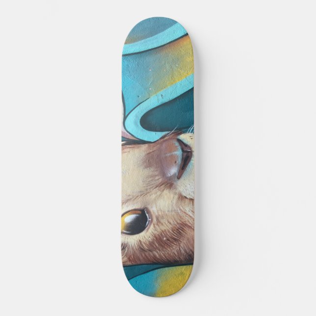 Brown Bunny Rabbit Mural Skateboard (Front)