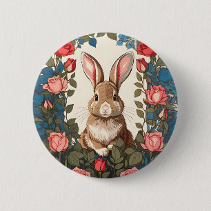 Brown Bunny Rose Garden 6 Cm Round Badge