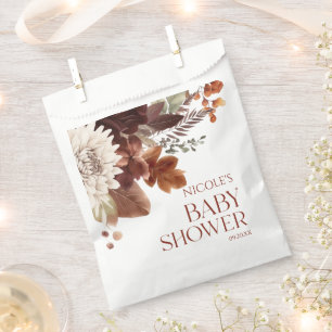 Brown Burgundy Baby In Bloom Floral Baby Shower Favour Bags
