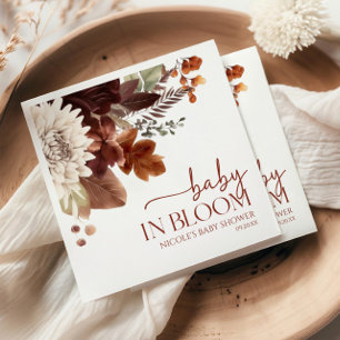 Brown Burgundy Baby In Bloom Floral Baby Shower Napkin