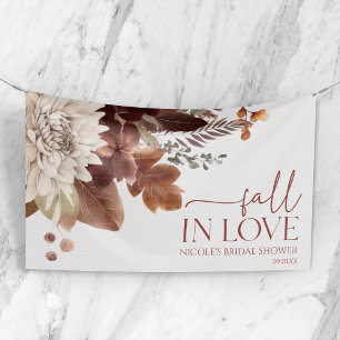 Brown Burgundy Fall In Love Floral Bridal Shower Banner