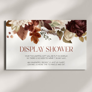 Brown Burgundy Floral Baby Shower Display Shower Enclosure Card